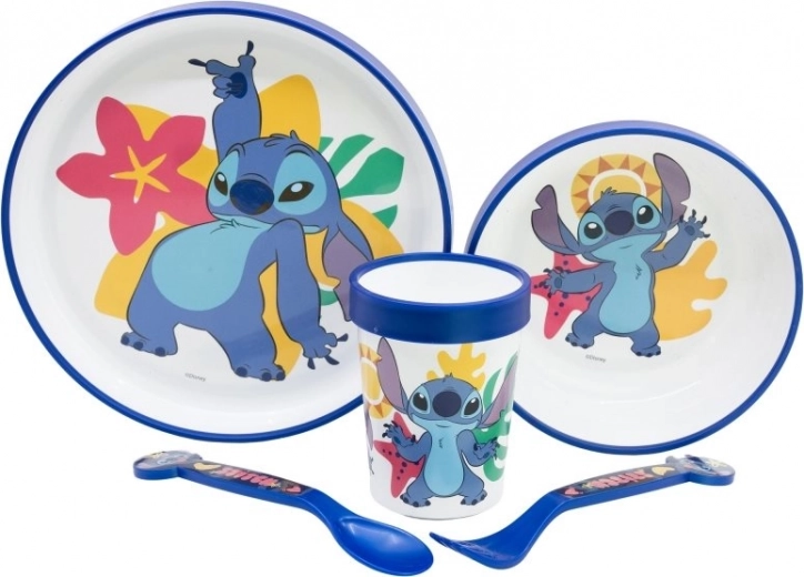 Otroški jedilni set 5v1 z motivom Stitch