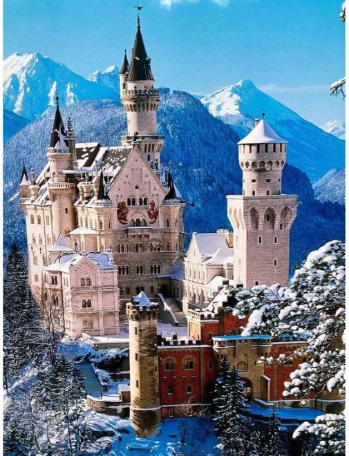 Diamantno slikanje Grad Neuschwanstein zimska panorama 30x40 cm