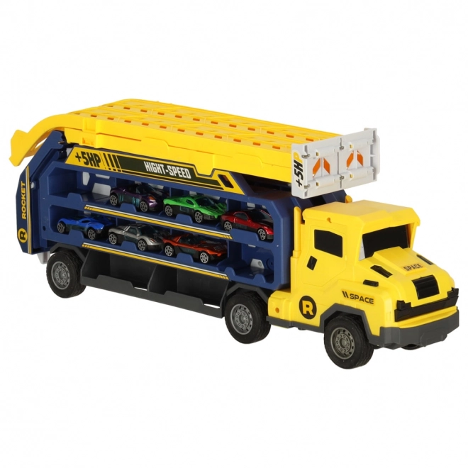 Rumena dirkalna steza s transporterjem - 6 delov