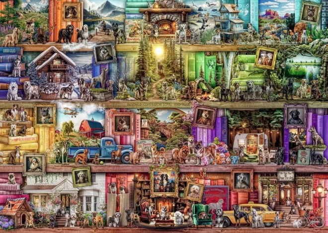 Puzzle 1000 delov – Psi v knjižnici