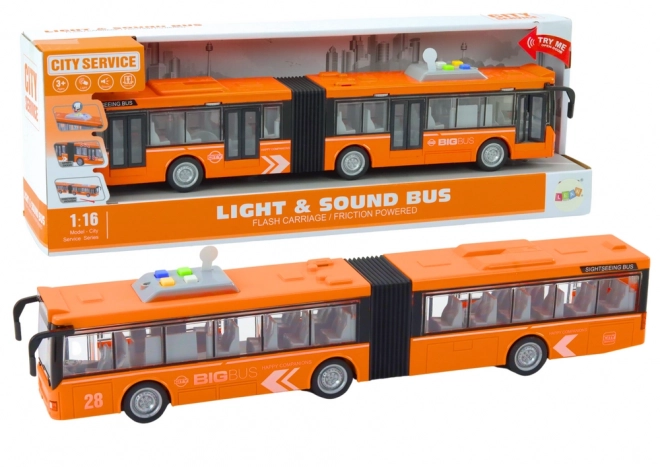 Harmonika mestni avtobus 1:16 Pogon Luči Zvoki Oranžen