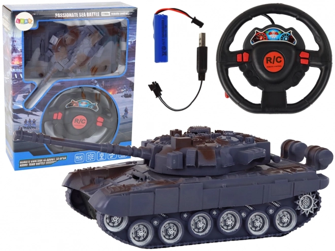 R/C daljinsko voden tank Luči Zvok Mornarsko modra 1:18 27MHz