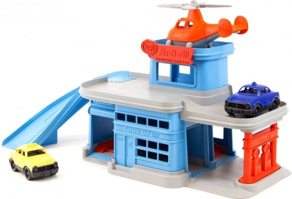 Nadstropna modra garaža s priborom Green Toys