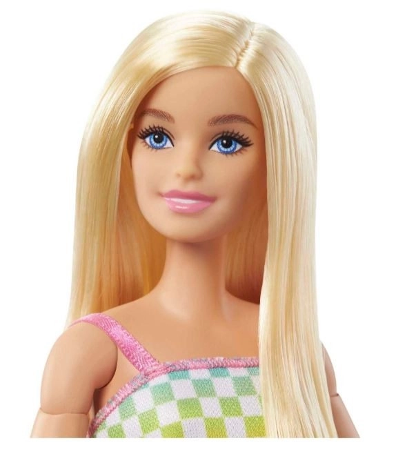 Barbie modelka na invalidskem vozičku v kariranem kombinezonu HJT13