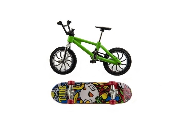 Kolo + skateboard na prst plast 10cm na kartici