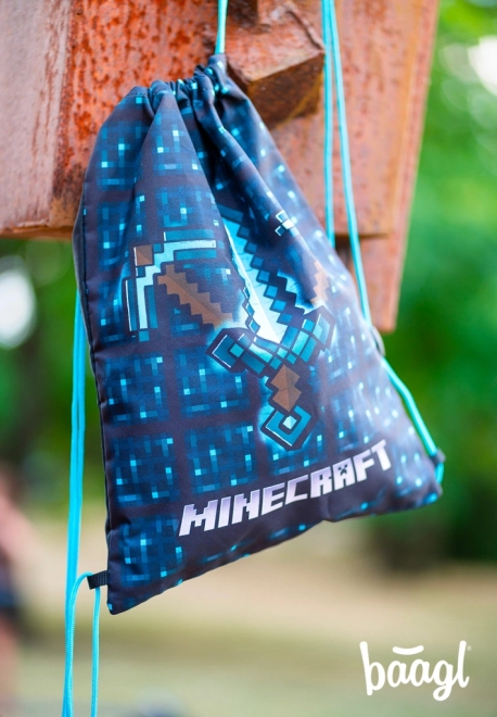 Minecraft 2 set modra sekira in meč peresnica in vrečka