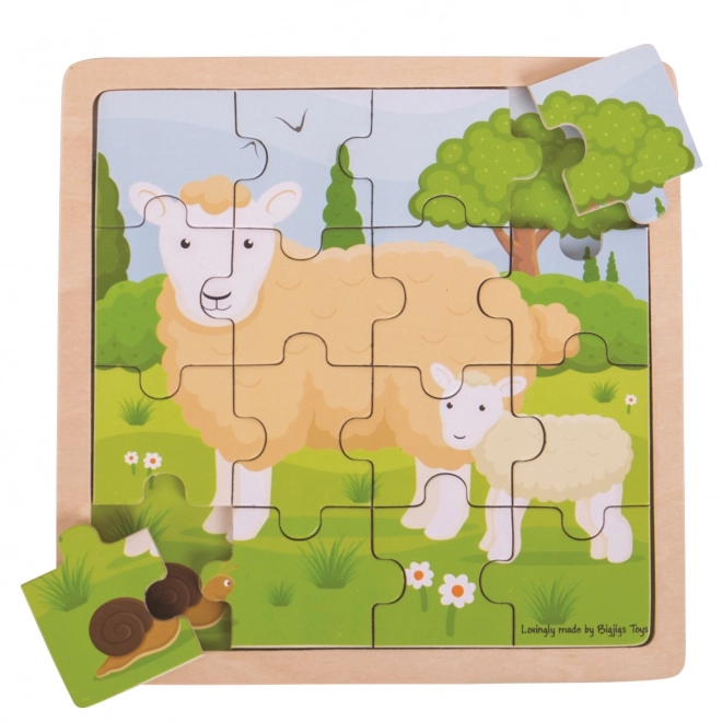 Bigjigs Toys sestavljanka - Ovca z jagnjetom