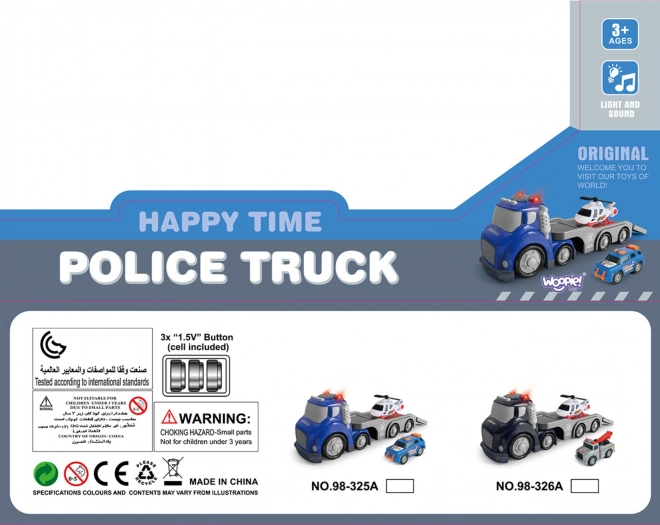 Woopie modri policijski priklopnik City Truck z svetlobnimi in zvočnimi efekti