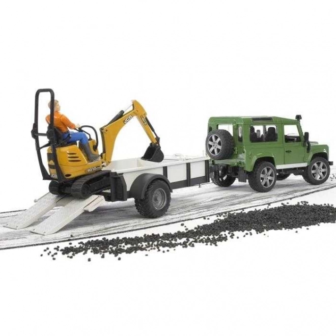 Igrača set Bruder SUV in gosenica JCB mini bager s prikolico