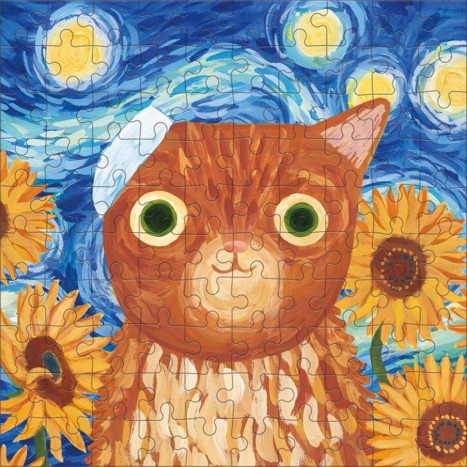 Sestavljanka Vince Van Gogh umetniške mačke 100 kosov v pločevinki
