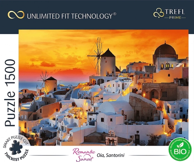 Puzzle romantični sončni zahod Santorini 1500 kosov