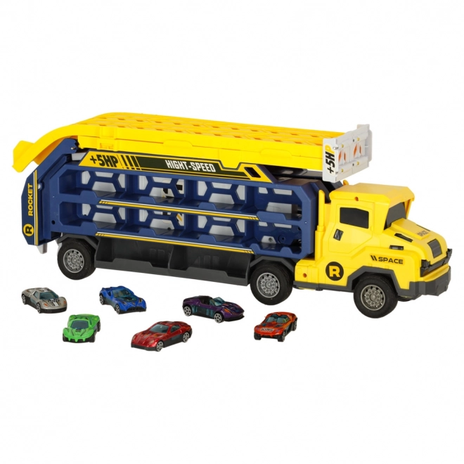 Rumena dirkalna steza s transporterjem - 6 delov