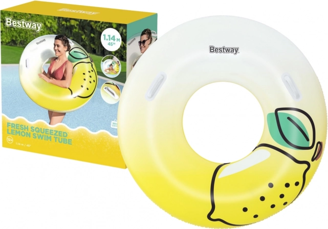 Bestway napihljiv plavalni obroč z ročaji limona 114 cm