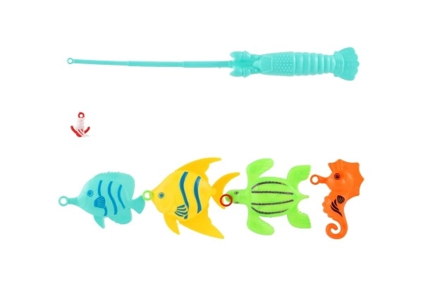 Igra ribe/ribolov s palico 26 cm plastika 5 barv na kartici 15,5x49x2cm