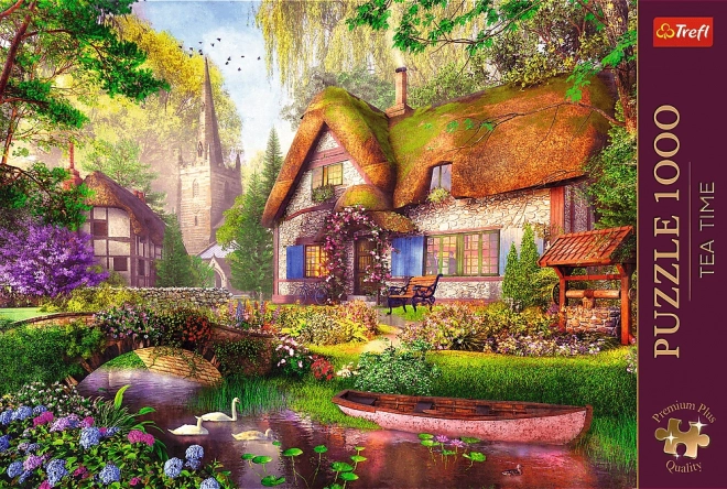 TREFL Puzzle Premium Plus Čajni čas: Lesena hiška 1000 kosov