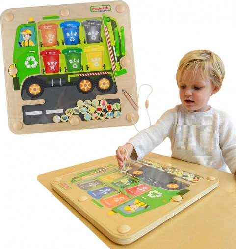 Masterkidz Magnetna Tabla Razvrščanje Odpada Reciklačni Tovornjak Montessori