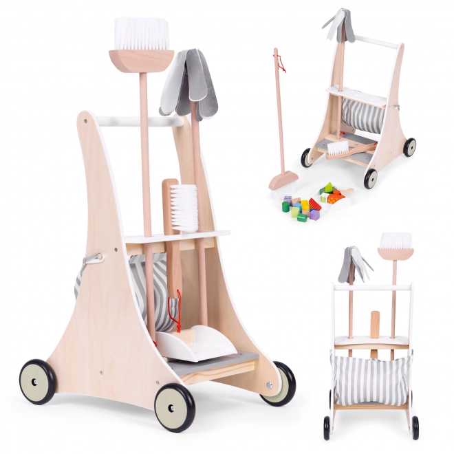 Leseni bež voziček za čiščenje ECOTOYS