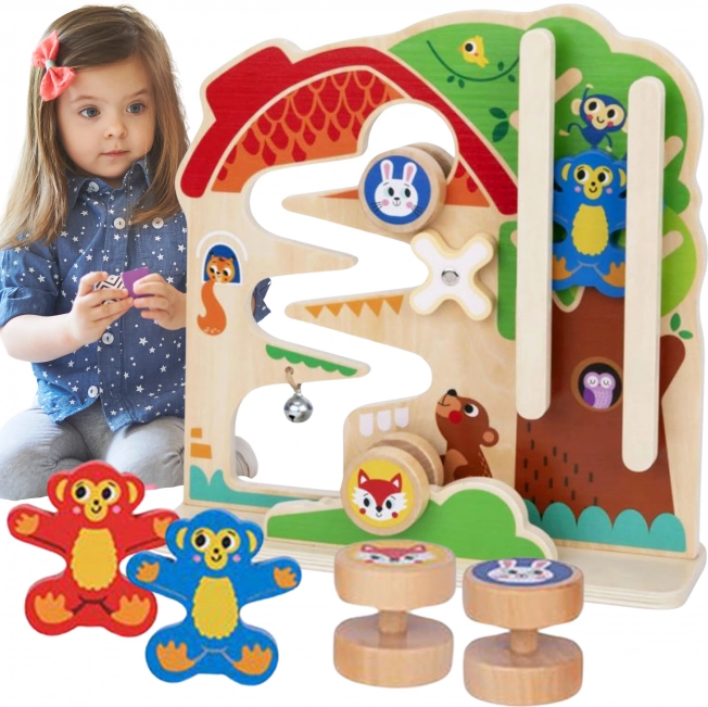 Lesena manipulatvna tabla Montessori Labirint Tooky Toy