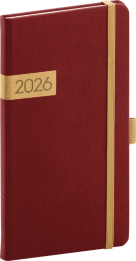 Žepni dnevnik Twill bordo-zlat 2026