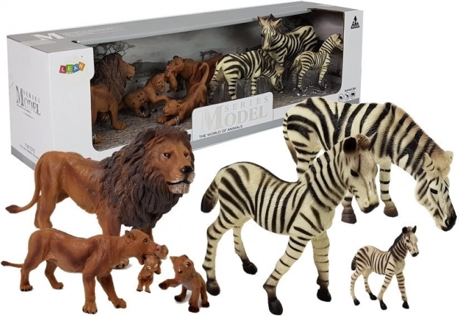 set figuric Afrika – divje živali: družina levov in zebr
