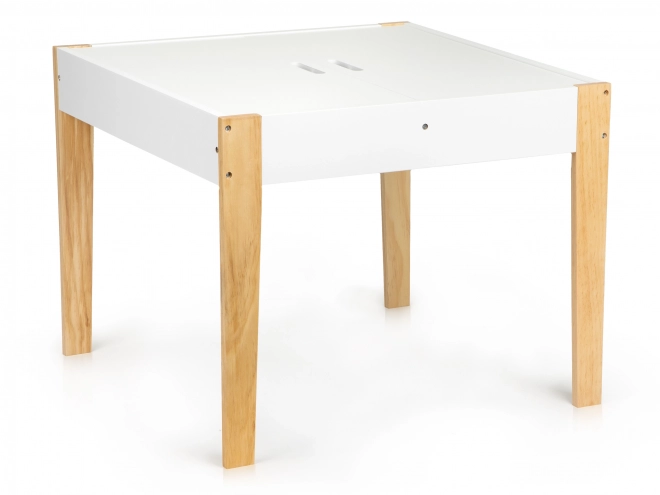 ECOTOYS Otroška lesena miza s tablo in dvema stoloma