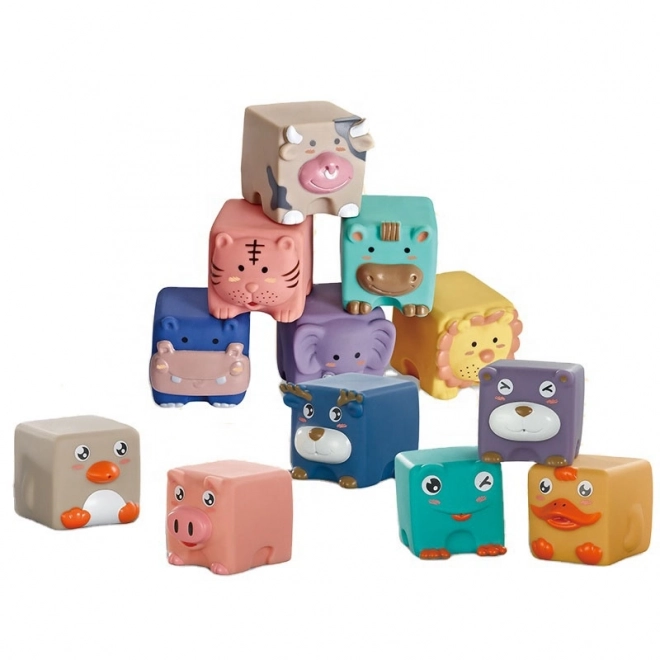 WOOPIE otroške senzorične kocke in puzzle živali 12 kos