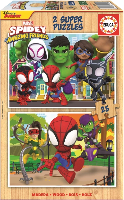 EDUCA Lesene puzzle Spidey in njegovi osupljivi prijatelji 2x25 kosov