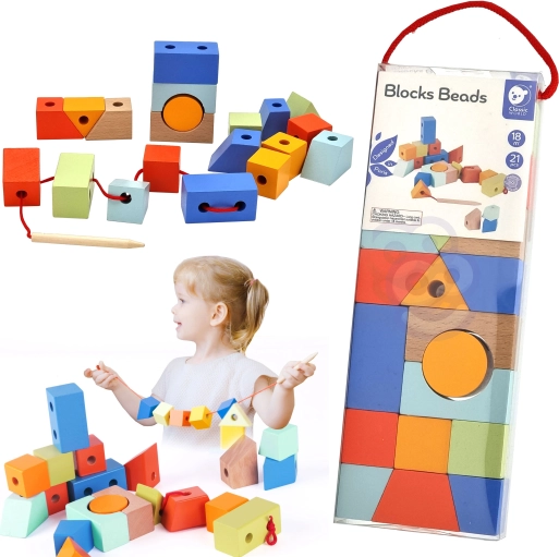 Lesene nizalne kocke Classic World - geometrijske oblike