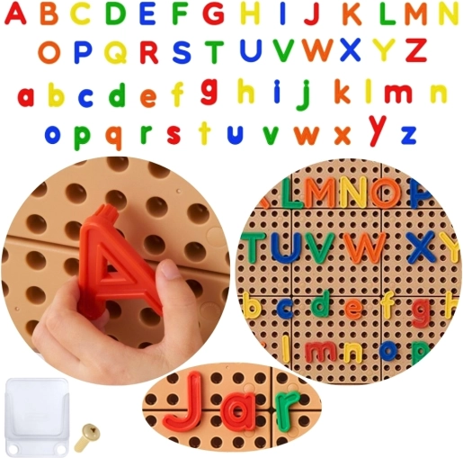MASTERKIDZ abecedni zatiči za STEM stene – velike in male črke, 122 delov