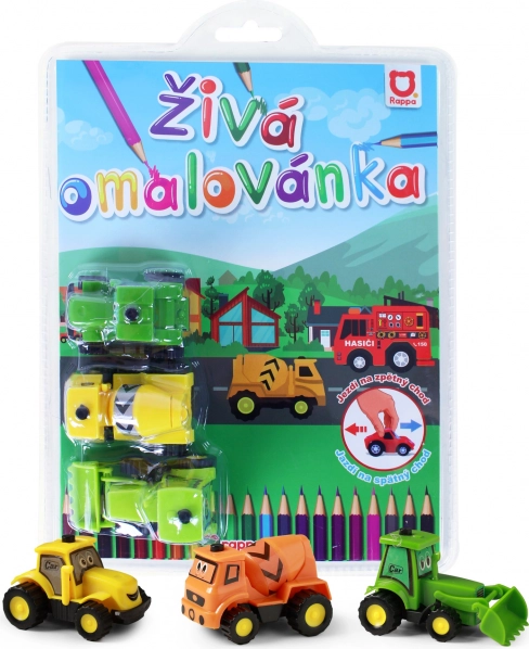 Živa pobarvanka gradbena vozila – set 3 kos