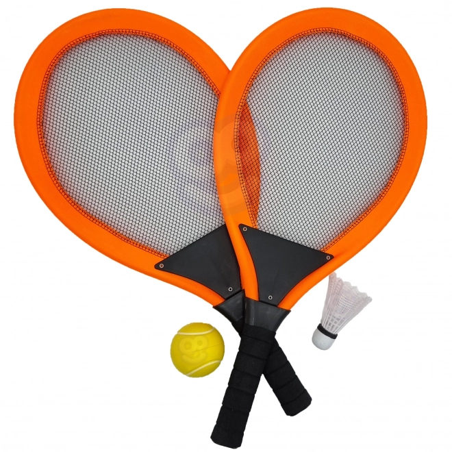Woopie velike loparje za tenis in badminton za otroke set z žogico in košaro
