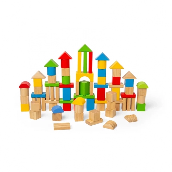 Bigjigs Igrače leseni kocke in sestavljanka v bobnu