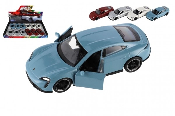 Auto Welly Porsche Taycan Turbo S kov/plast 12cm 4 barve na vzvratno navijanje 12 kosov v škatli