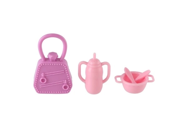Lutka Anlily 30cm z deklico in vozičkom + dodatki plastika v škatli 20x32x7cm
