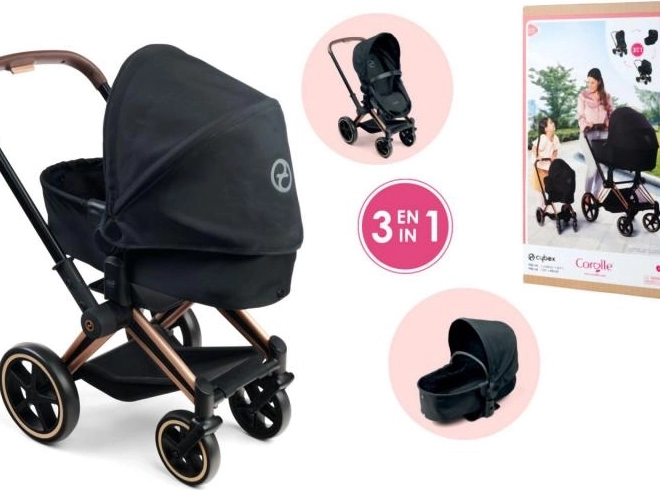 Otroški voziček za punčke Cybex 3 v 1 črn