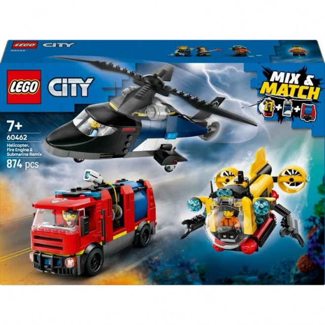 LEGO® City 60462 Remix: Helikopter, gasilsko vozilo in podmornica