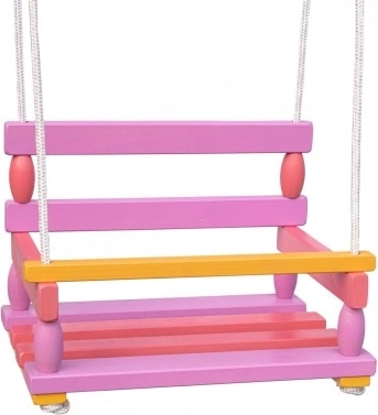 Lesena gugalnica za otroke 40 × 30 cm, nosilnost 80 kg – Rožnata