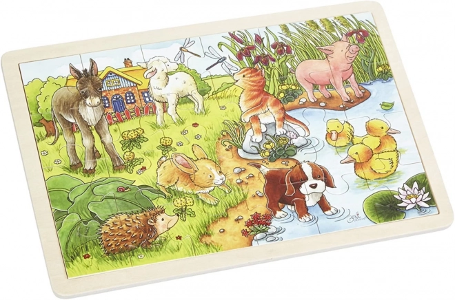 Lesene puzzle Mladiči na kmetiji 24 kosov