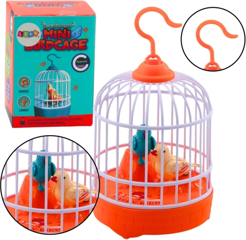 Pojójoča ptička v kletki – oranžna, svetloba in zvok