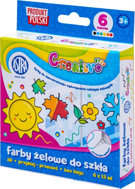 ASTRA CREATIVO gelne barve za steklo 6×15 ml