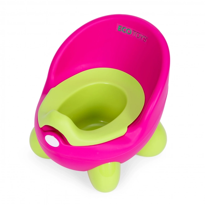 Otroški nočni kahlica ECOTOYS roza-zeleni z nedrsečimi nogami