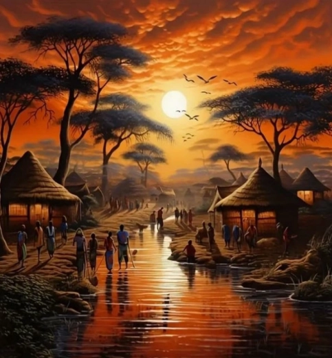 Diamantno slikanje – afriški sončni zahod 30 × 40 cm