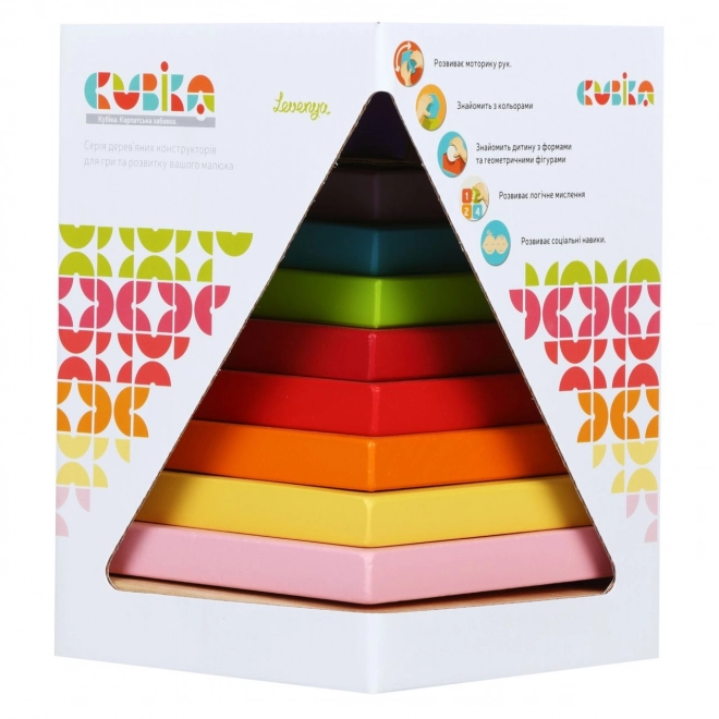 CUBIKA 13357 Barvna piramida - lesena sestavljanka 9 delov
