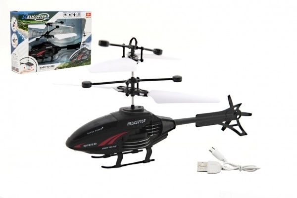 Plastični helikopter 16cm, ki se odziva na gibanje roke z USB polnilnim kablom v škatli 22x15x5cm