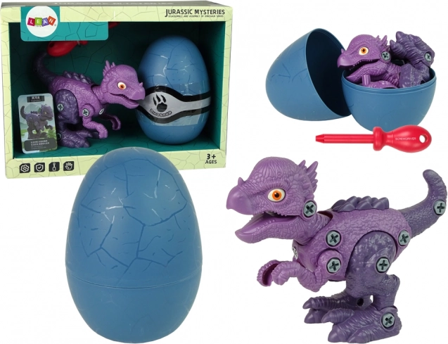 Gradbeni komplet dinozaver STYGIMOLOCH z jajcem in izvijačem – vijoličen