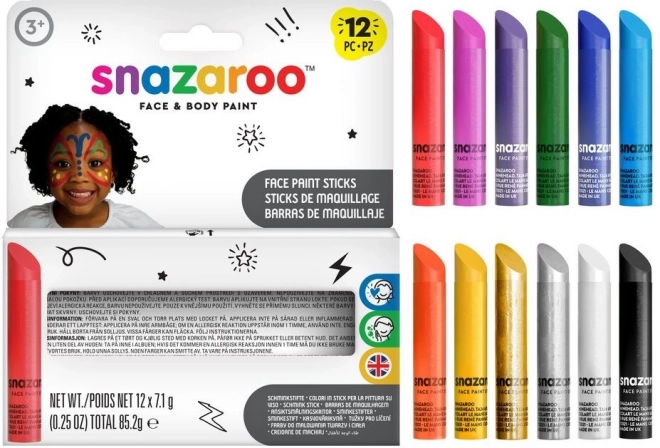 SNAZAROO Set barv za obraz, 12 svinčnikov