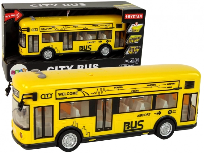 Rumeni mestni avtobus s pogonom na trenje 1:18