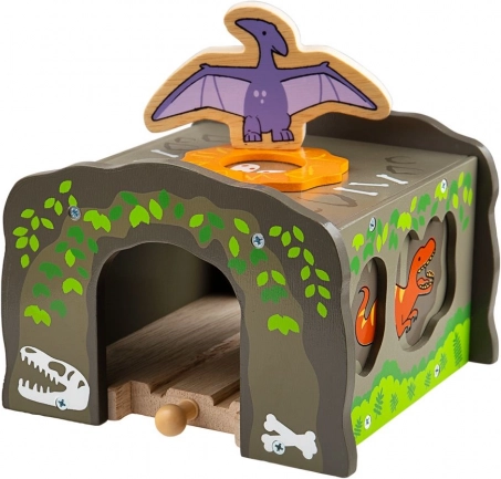 Bigjigs Rail dinozavrski tunel T. rex za lesene vlakce