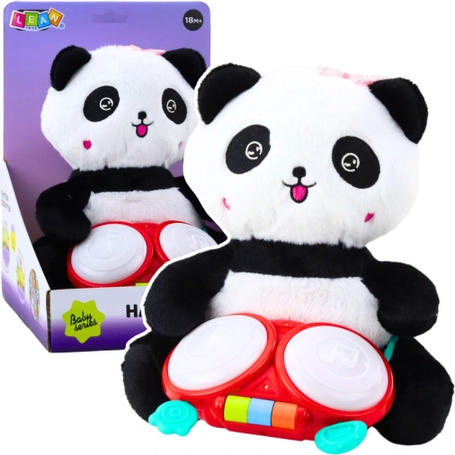 Plišasta panda z bobnom in svetlobnimi učinki