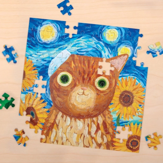 Sestavljanka Vince Van Gogh umetniške mačke 100 kosov v pločevinki